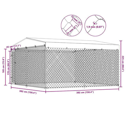 145029 vidaXL Outdoor Dog Kennel with Roof 382x382x225 cm