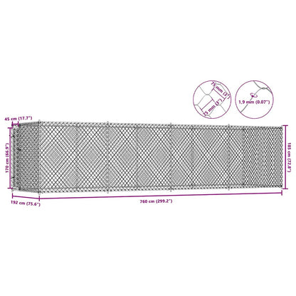 145030 vidaXL Outdoor Dog Kennel 760x192x185 cm