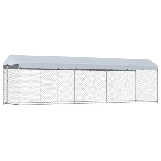 Dog Kennel | Silver | Galvanized Steel | Large | Outdoor Dog Kennel