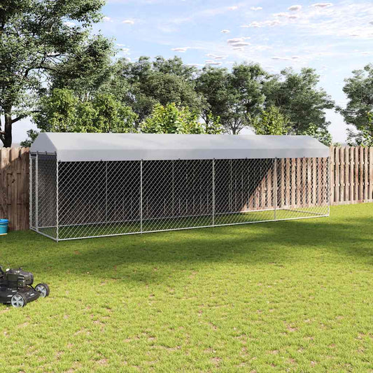Dog Kennel | Silver | Galvanized Steel | Large | Outdoor Dog Kennel