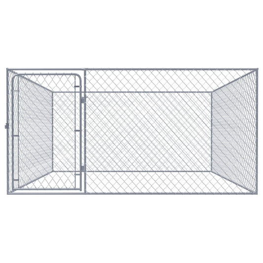 Outdoor Dog Kennel Galvanised Steel 2x2x1 m