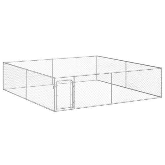 Dog Kennel | Silver | Galvanised Steel | Large | Dog Kennel | Rectangular