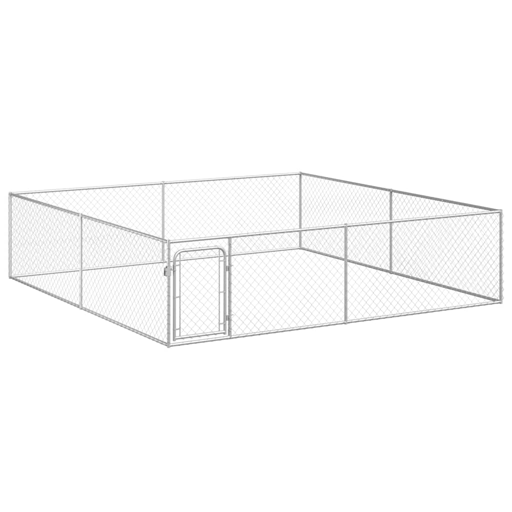 170820 vidaXL Outdoor Dog Kennel Galvanised Steel 4x4x1 m