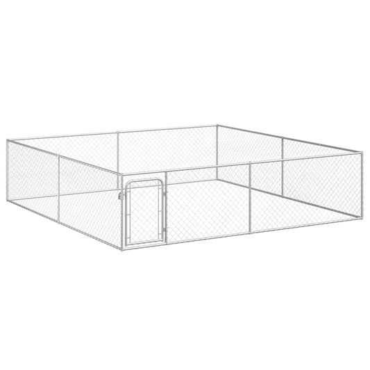 170820 vidaXL Outdoor Dog Kennel Galvanised Steel 4x4x1 m