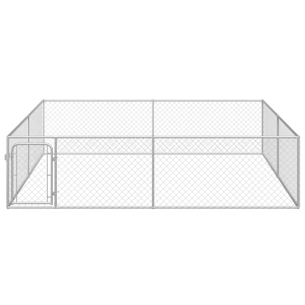 170820 vidaXL Outdoor Dog Kennel Galvanised Steel 4x4x1 m