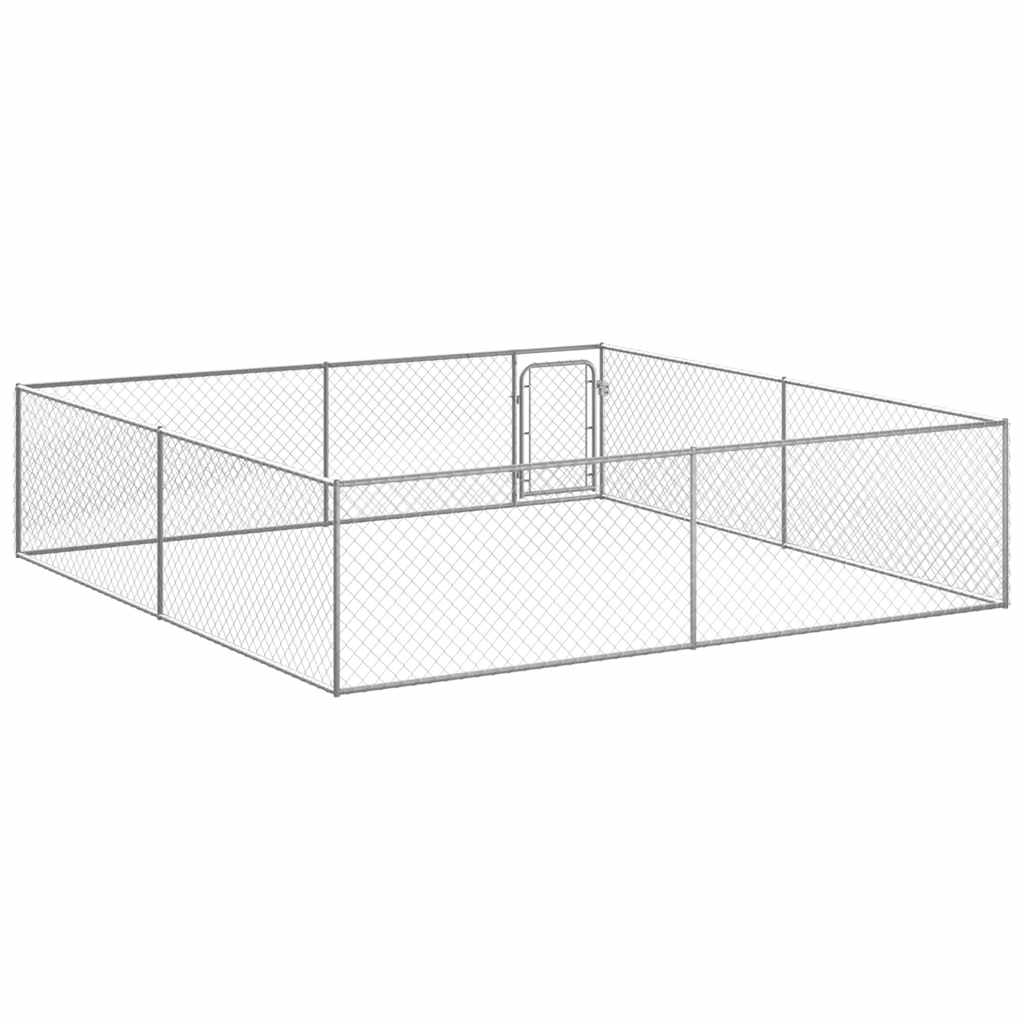 170820 vidaXL Outdoor Dog Kennel Galvanised Steel 4x4x1 m