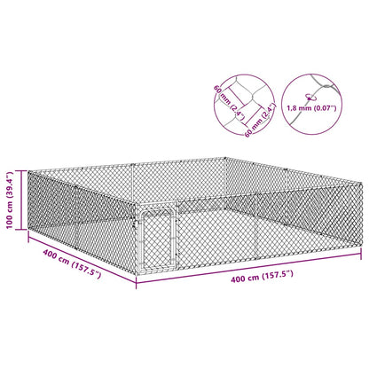 Outdoor Dog Kennel Galvanised Steel 4x4x1 m