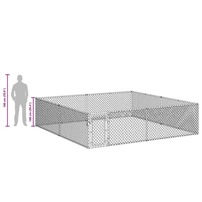 Outdoor Dog Kennel Galvanised Steel 4x4x1 m