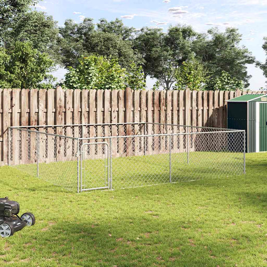 Dog Kennel | Silver | Galvanised Steel | Large | Dog Kennel | Rectangular