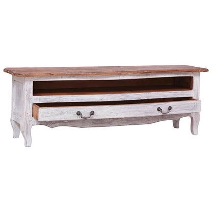 283902 vidaXL TV Cabinet 120x30x40 cm White Solid Mahogany Wood