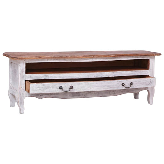 283902 vidaXL TV Cabinet 120x30x40 cm White Solid Mahogany Wood