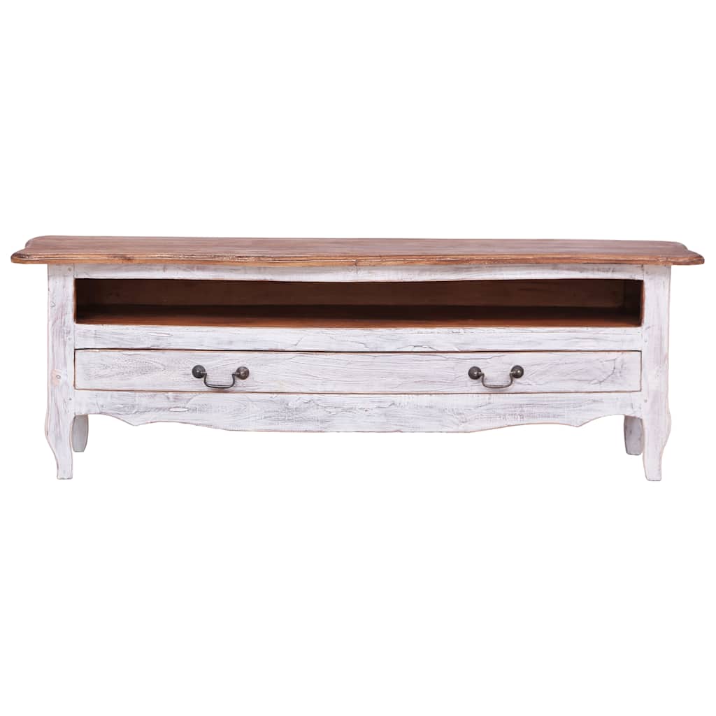 283902 vidaXL TV Cabinet 120x30x40 cm White Solid Mahogany Wood
