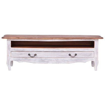283902 vidaXL TV Cabinet 120x30x40 cm White Solid Mahogany Wood