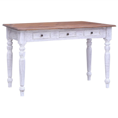 Desk with Drawers White 117x57x75 cm Solid Mahogany Wood