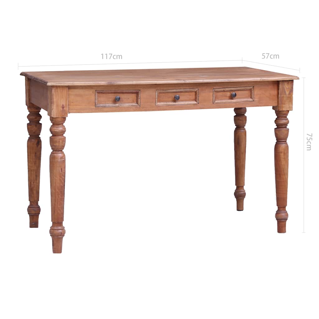 Desk with Drawers 117x57x75 cm Solid Mahogany Wood