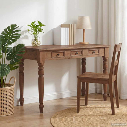 Desk | Warm brown | Solid mahogany wood | Medium | Storage | Desk