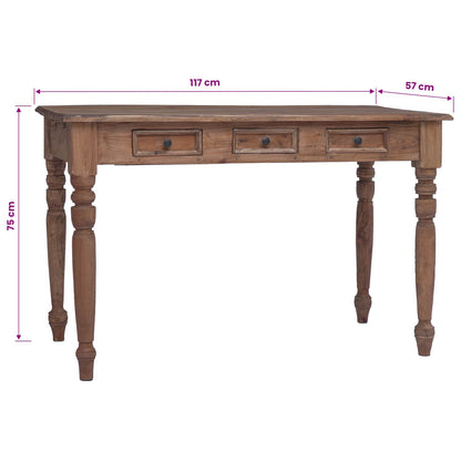 283909 vidaXL Desk with Drawers 117x57x75 cm Solid Mahogany Wood