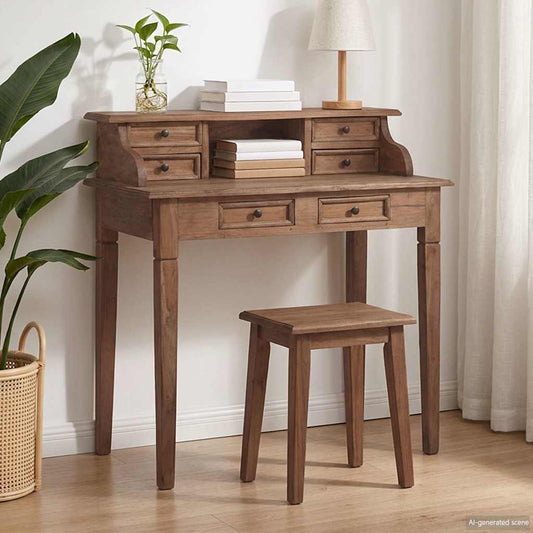 283912 vidaXL Writing Desk with Drawers 90x50x101 cm Solid Mahogany Wood