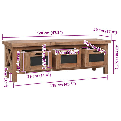 283913 vidaXL TV Cabinet with 3 Drawers 120x30x40 cm Solid Mahogany Wood