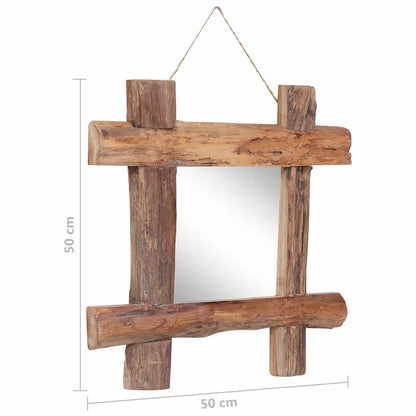 Log Mirror Natural 50x50 cm Recycled Teak Wood