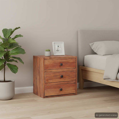 283938 vidaXL Bedside Cabinet with 3 Drawers 35x25x35 cm Solid Mahogany Wood