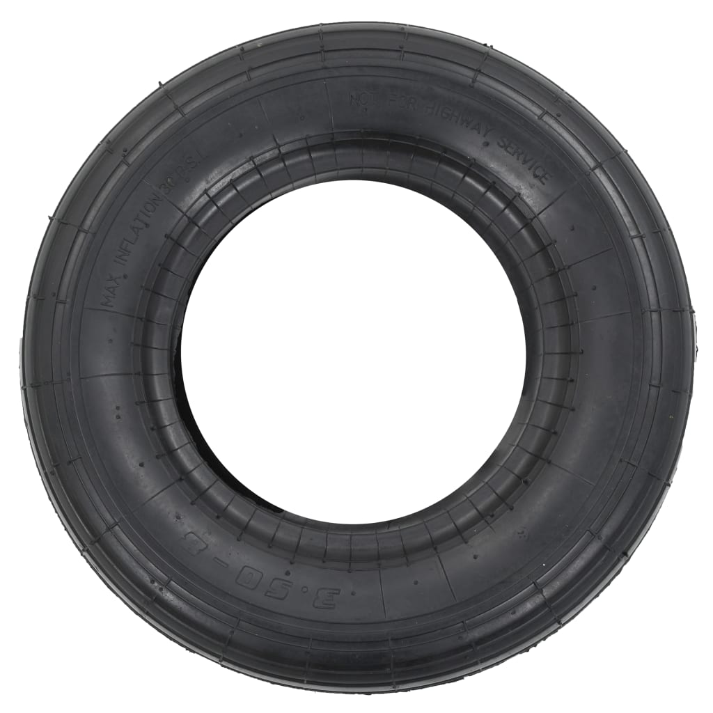 Tyre And Inner Tube | Black | Rubber | 3.50-8 4PR