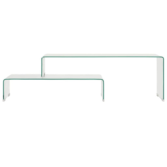 284728 vidaXL 2 Piece Coffee Table Set 90x30x20/110x30x40 cm Tempered Glass
