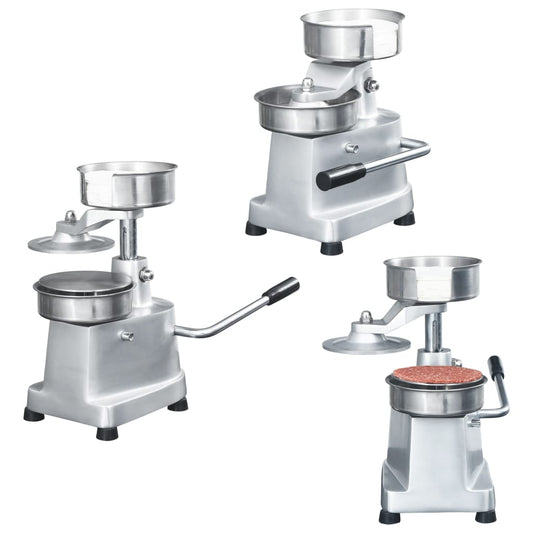 Hamburger Press Machine with 500 Patty Papers Aluminium 13 cm