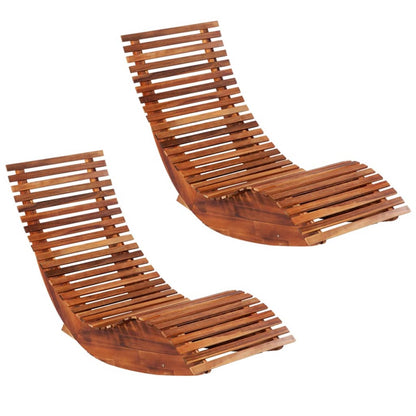 Sun Lounger | Set of 2 | Light brown | Acacia wood