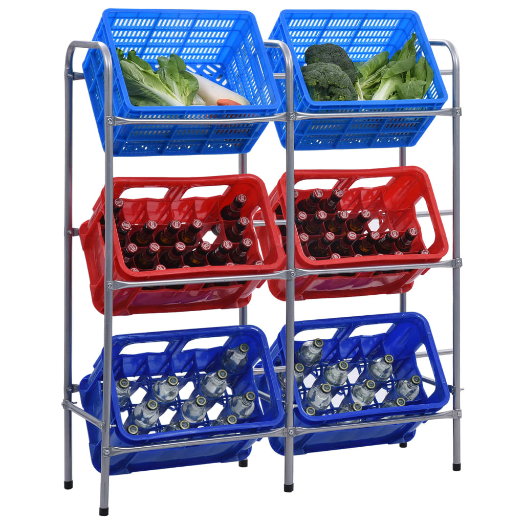 Storage Shelf for 6 Crates Silver 96x33x116 cm Steel