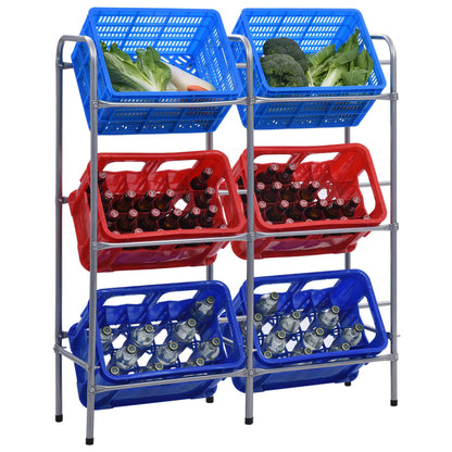 Storage Shelf for 6 Crates Silver 96x33x116 cm Steel