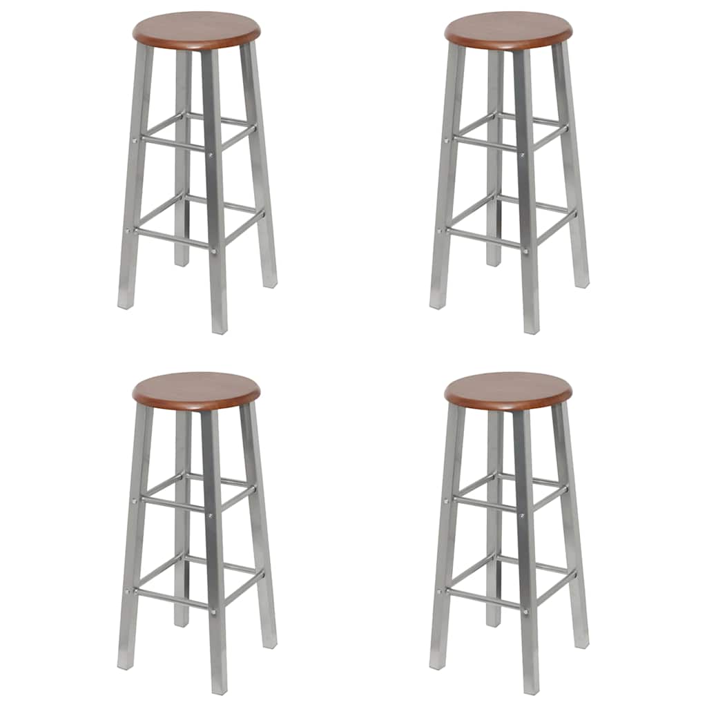 Bar Stools 4 pcs Silver and Brown MDF