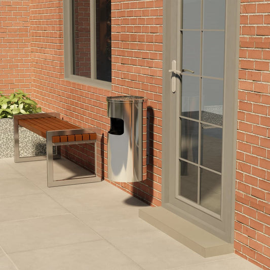 Ashtray Dustbin | Silver | Stainless Steel | Medium | Removable Covers
