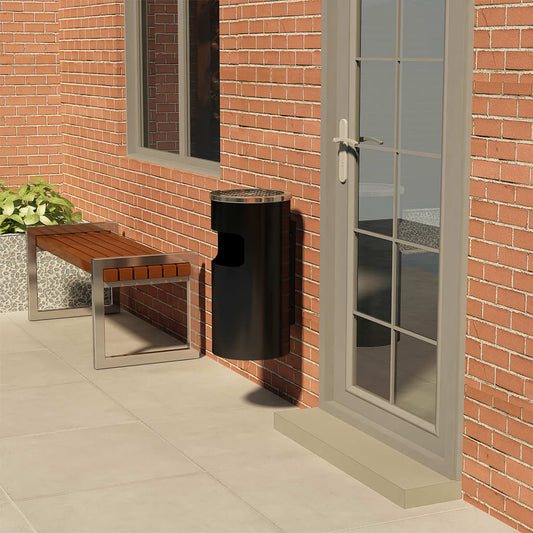 Ashtray Dustbin | Black | Powder coated steel | Standard | Wall mounting