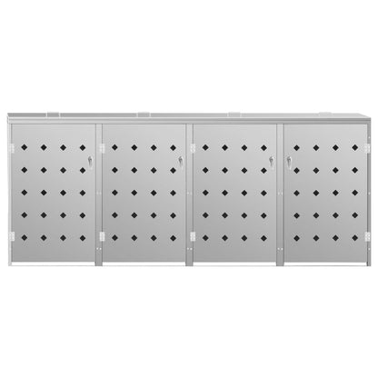 Quadruple Wheelie Bin Shed 240 L Stainless Steel