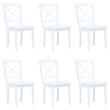 Dining Chairs 6 pcs White Solid Rubber Wood