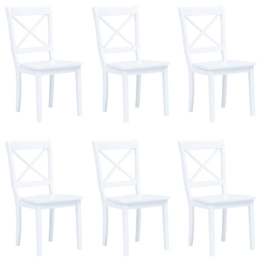 Dining Chairs 6 pcs White Solid Rubber Wood
