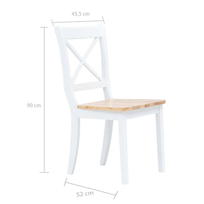 Dining Chairs 6 pcs White and Light Wood Solid Rubber Wood