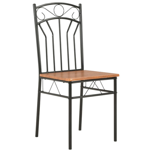 Dining Chair | Set of 6 | Brown and black | MDF and steel | Standard