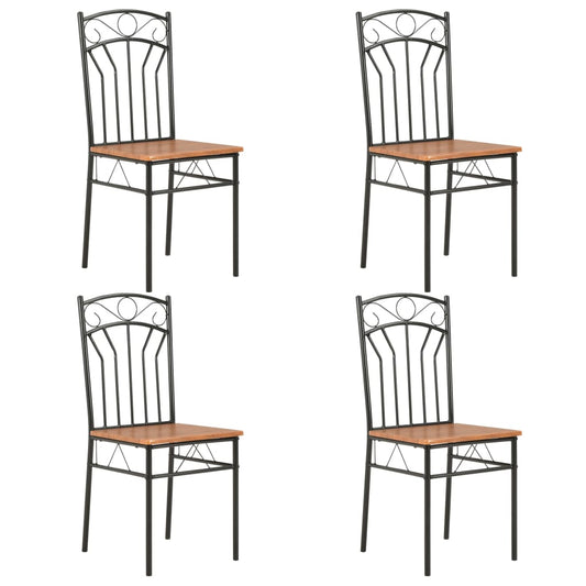 Dining Chair | Set of 4 | Brown and black | MDF and Steel | Standard