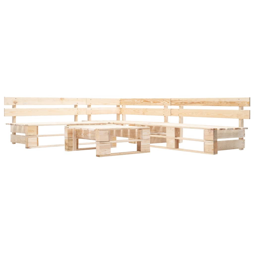 4 Piece Garden Pallet Lounge Set Natural Wood