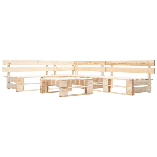 4 Piece Garden Pallet Lounge Set Natural Wood