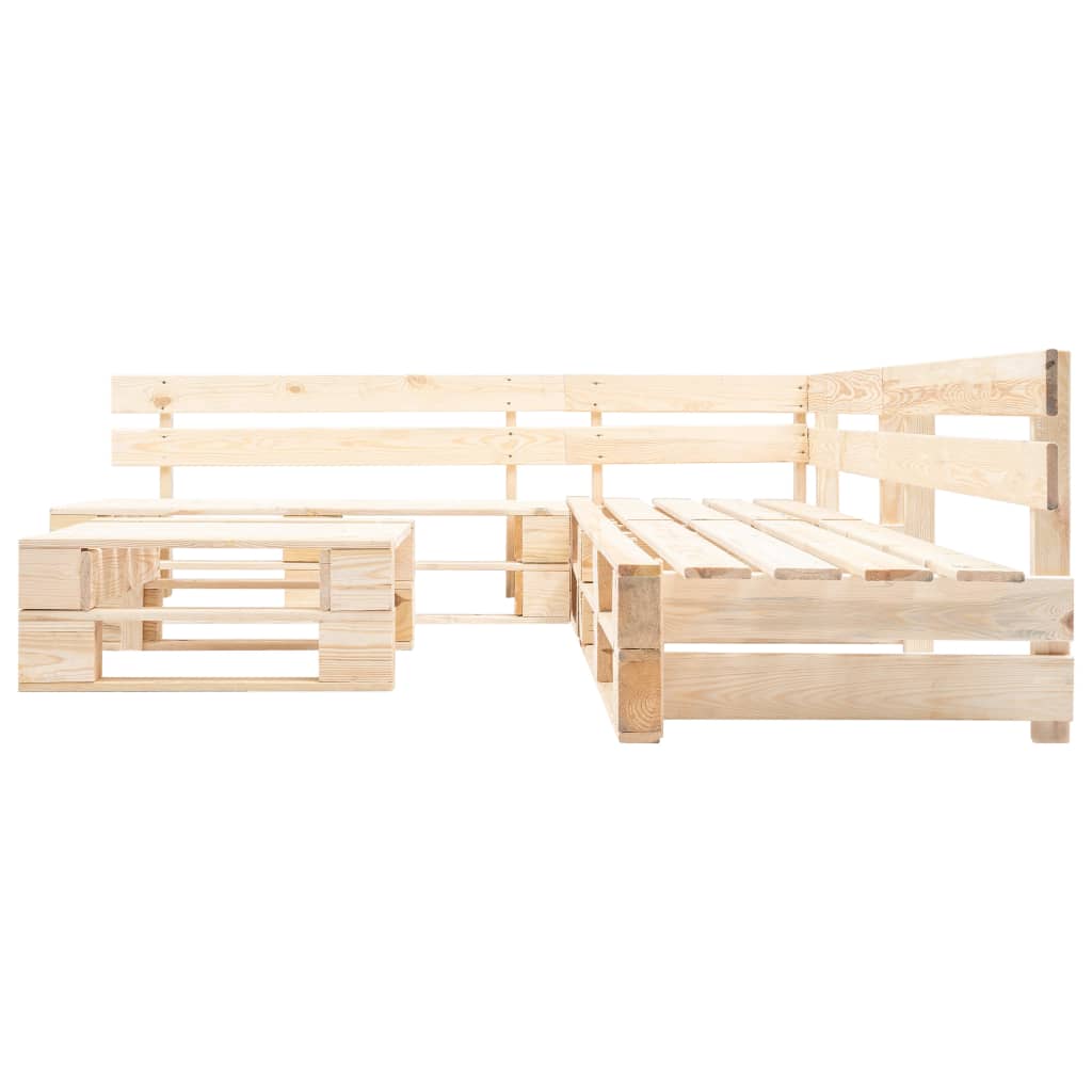 4 Piece Garden Pallet Lounge Set Natural Wood