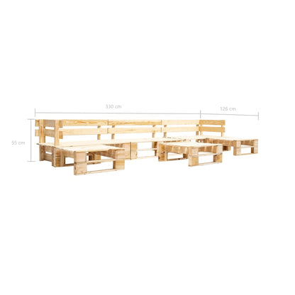 Garden Lounge Set | Natural wood colour | Impregnated pinewood | Large