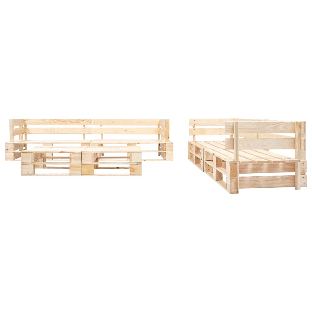 Garden Lounge Set | Natural wood shade | Treated pinewood | Large