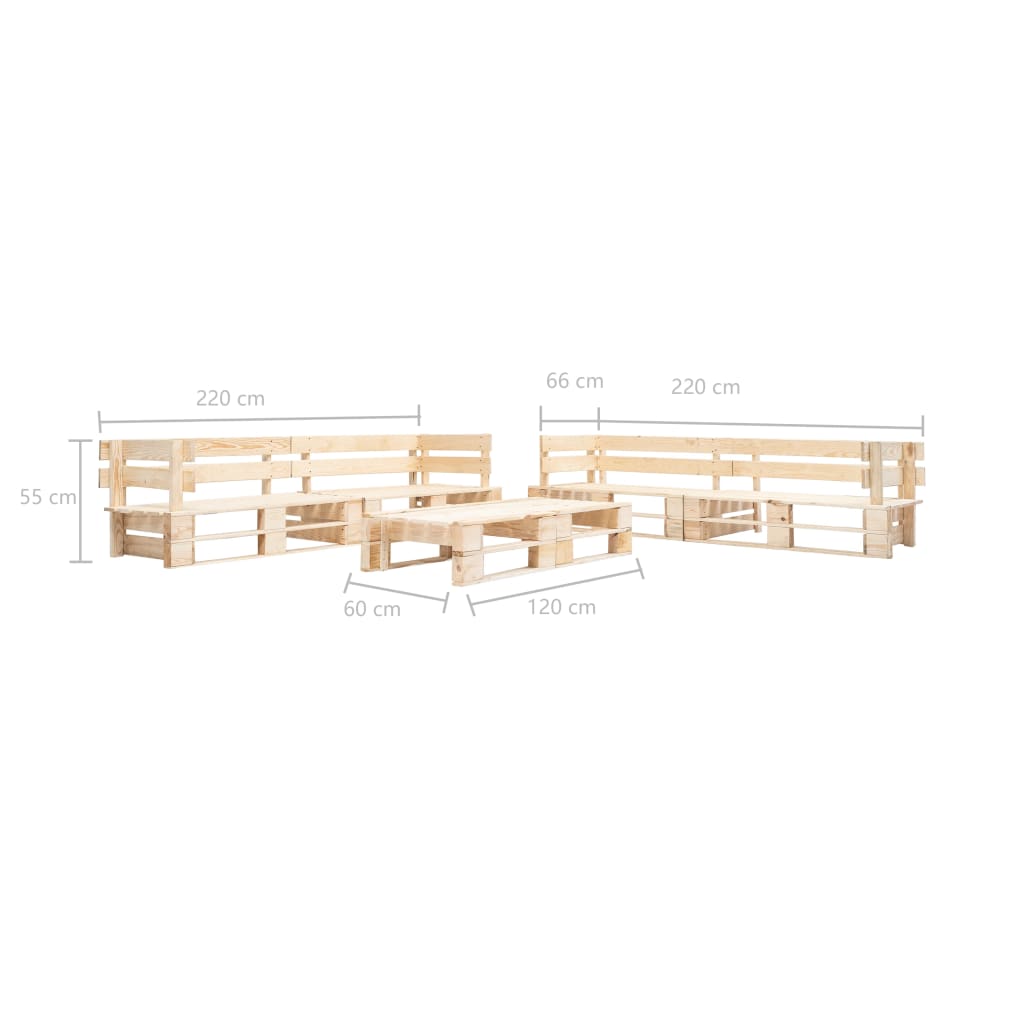 Garden Lounge Set | Natural wood shade | Treated pinewood | Large