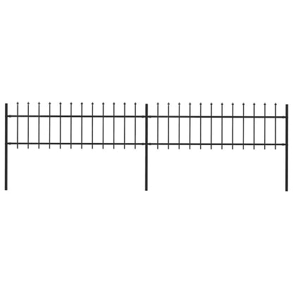 Garden Fence with Spear Top Steel 337x60 cm Black