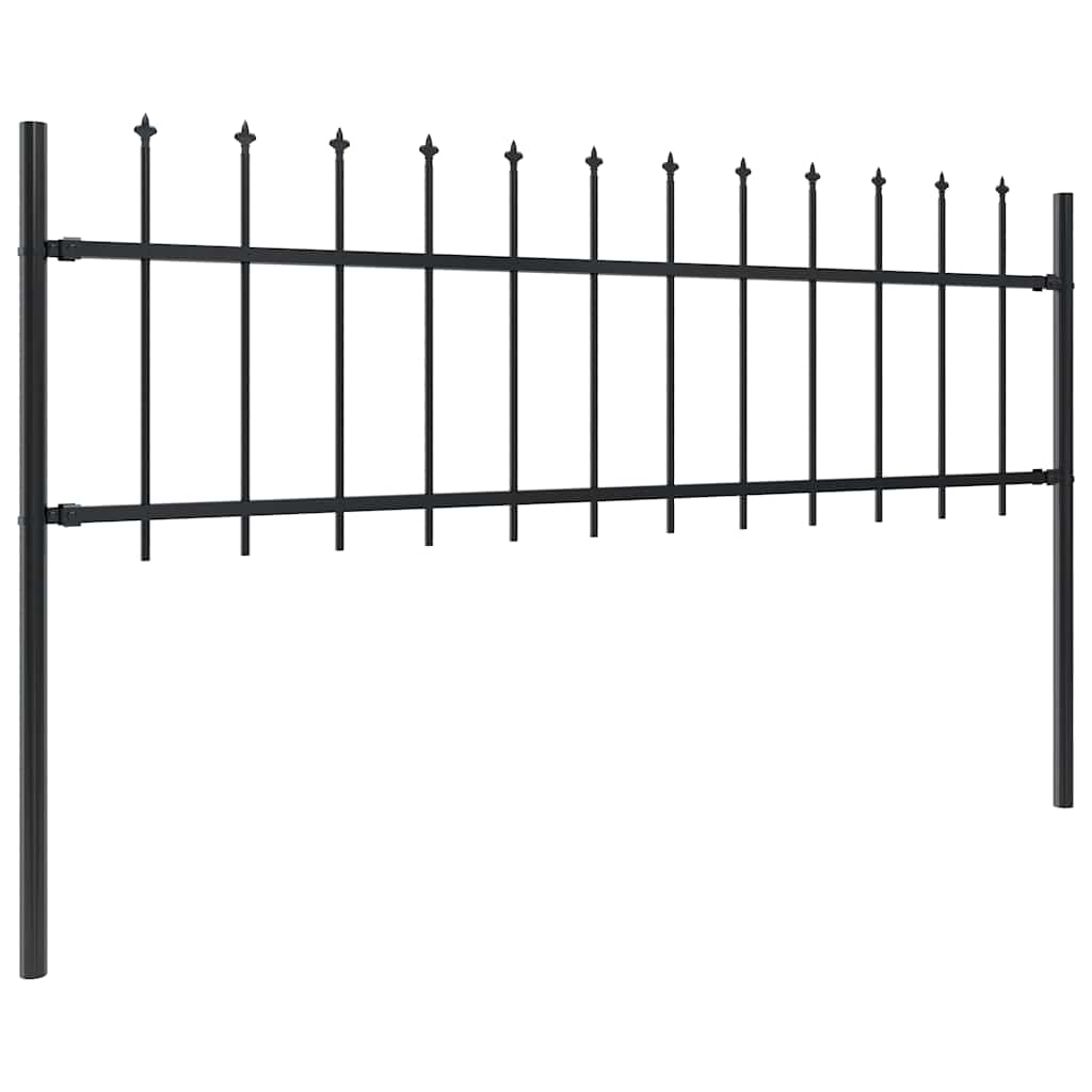 Garden Fence with Spear Top Steel 337x60 cm Black