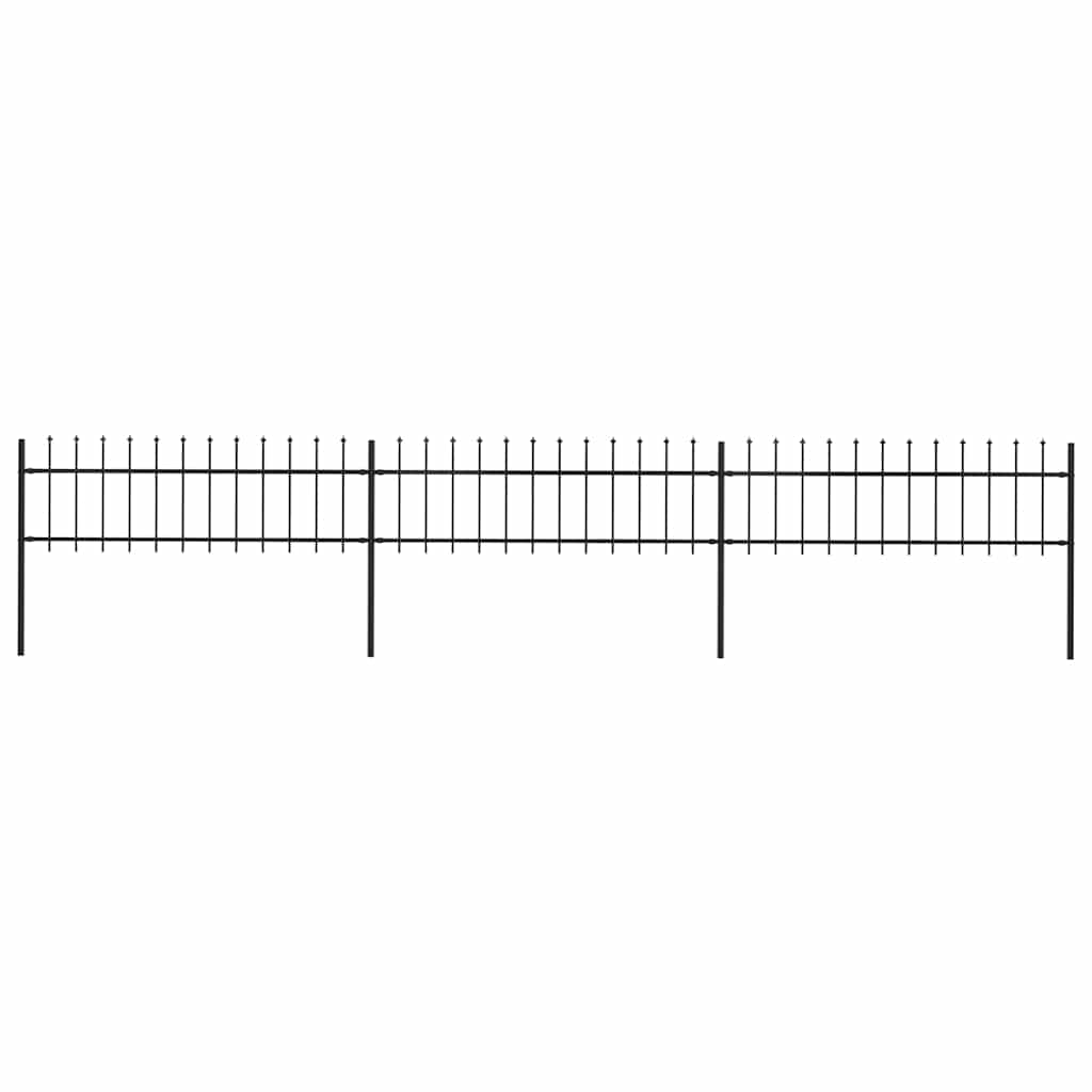 Garden Fence with Spear Top Steel 504x60 cm Black