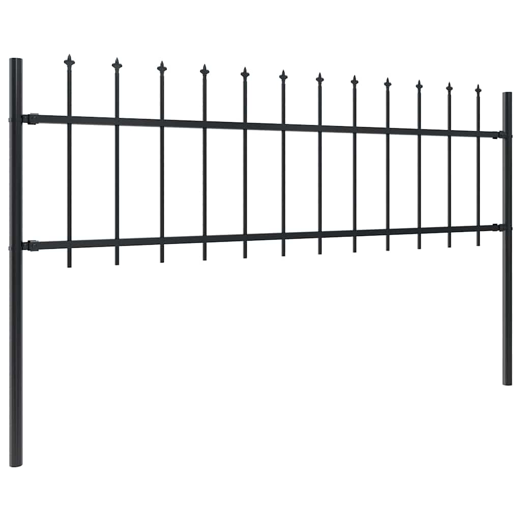 Garden Fence with Spear Top Steel 671x60 cm Black